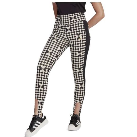 Adidas Ski Chic Allover Print Women's Original Stirrup Tight Leggings Size S New - Picture 1 of 11